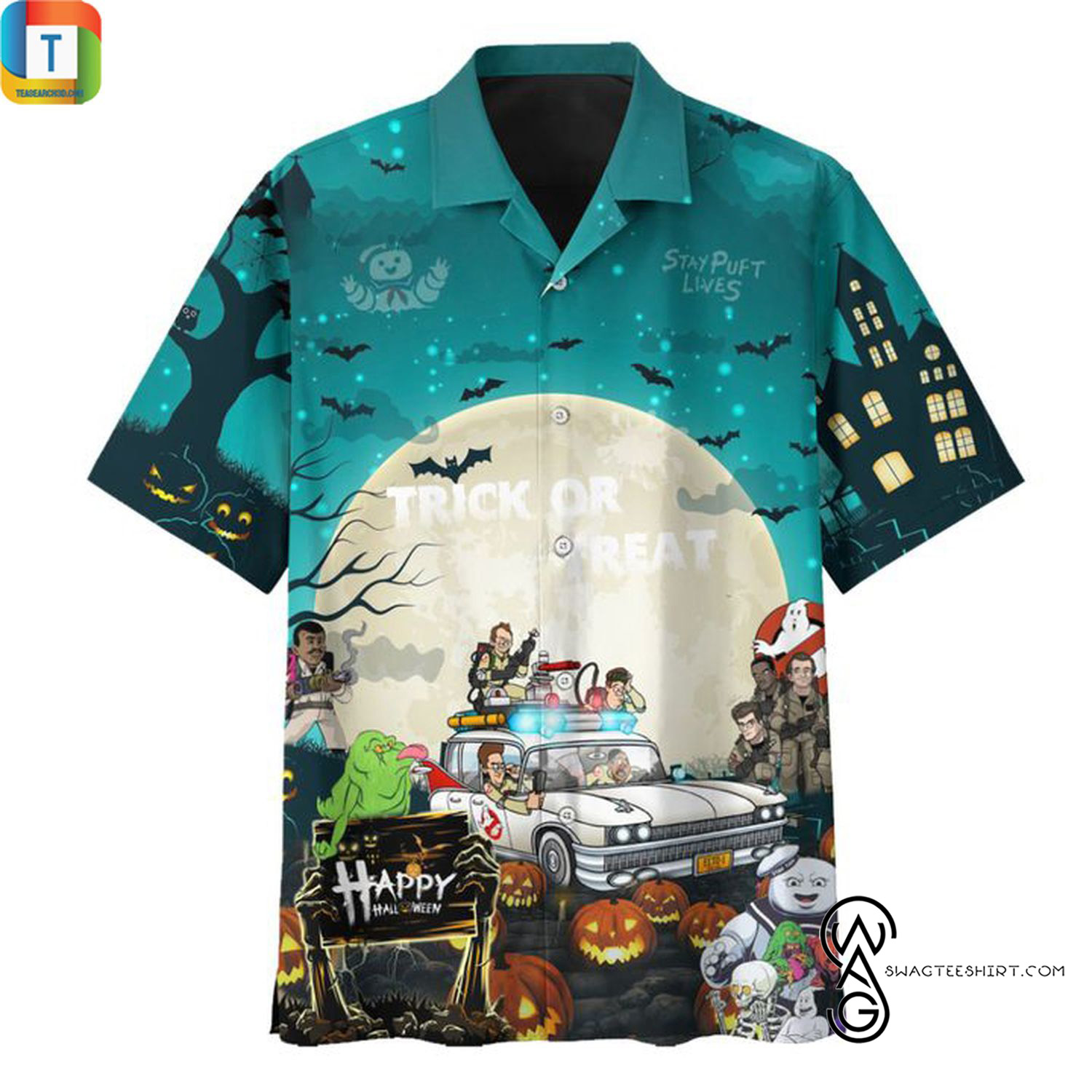 [Top Trending] Ghostbusters Trick Or Treat Halloween Full Printing Hawaiian Shirt Funny Hawaiian Beach Gift Casual Shirt